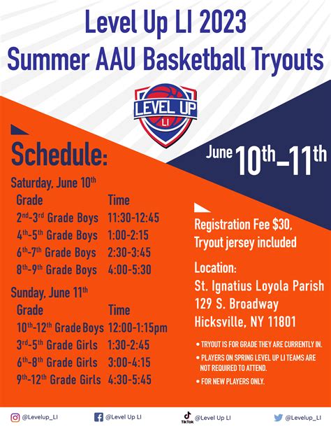 Level Up LI - Summer AAU 2023 Basketball Tryouts Registration : Level ...