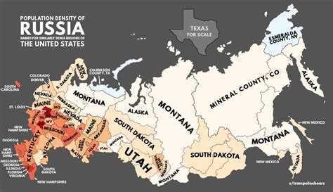 Population density of Russia with U.S. equivalents : r/MapPorn