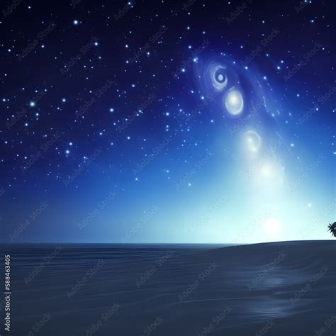 starry night sky - Starry sky on the beach landscape - Calm beach ...