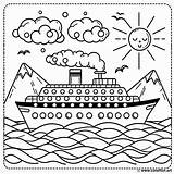 Dibujo Para Colorear De Un Barco En Crucero Descargar O Imprimir  sketch template