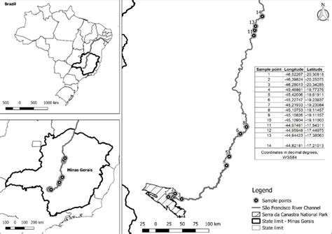 Map of São Francisco river and sampled sites. | Download Scientific Diagram