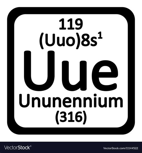 Periodic table element ununennium icon Royalty Free Vector