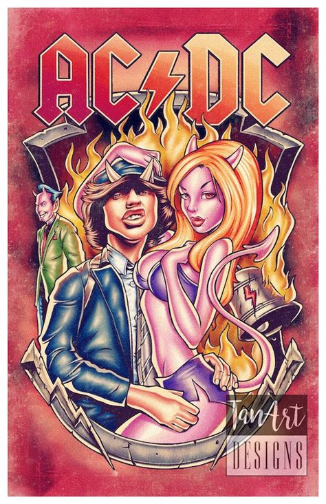 ACDC Angus Young Illustration Poster AC/DC Vintage Poster - Etsy