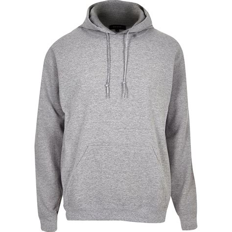 River Island Grey Cotton Hoodie in Grey for Men - Lyst