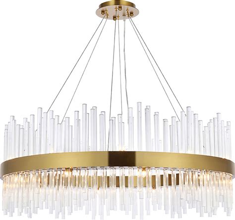 Elegant 3000D36SG Dallas Modern Satin Gold 36" Ceiling Light Pendant ...