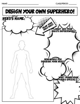 Design Your Own Superhero! (Set of 2 Worksheets; Male & Female) | TPT