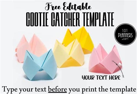 FREE Printable and Typeable Cootie Catcher Template