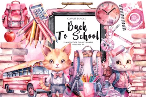 Back to School Watercolor Clipart Bundle Graphic by Markicha Art ...