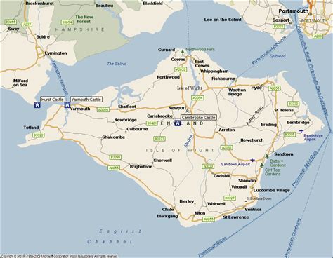 Carisbrooke Castle Hurst Castle Yarmouth Castle Large Printable Area Map English Castles and ...