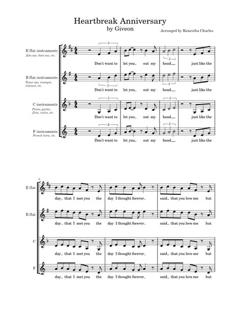 Heartbreak Anniversary – Giveon Sheet music for Piano, Saxophone alto, Saxophone tenor, French ...