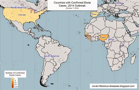 NOVEL INFECTIOUS DISEASES: Map: Countries with Confirmed Ebola Cases from the 2014 Outbreak