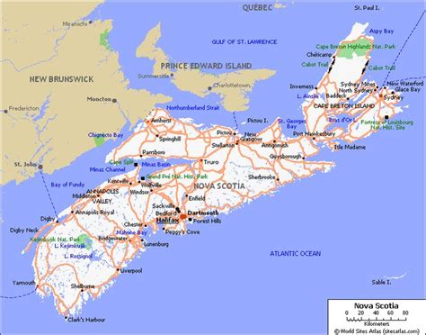 Image detail for -Hotel and Road Map of Nova Scotia - World Sites Atlas ...