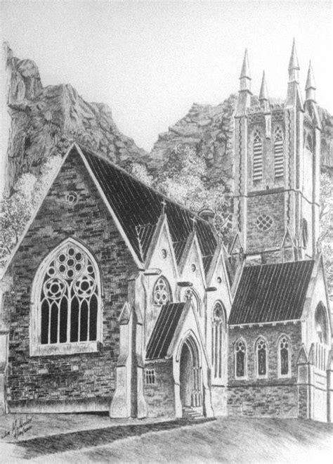 Kylemore Abbey Gothic Chapel Drawing by Jimmy McAlister - Pixels