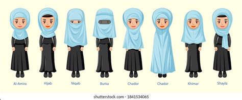 Types Islamic Traditional Veils Female Cartoon Stock Vector (Royalty ...