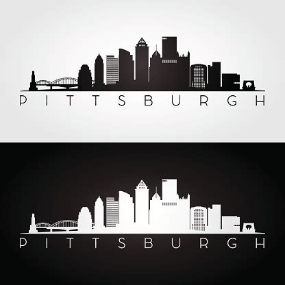 Pittsburgh Usa Skyline And Landmarks Silhouette Stock Illustration - Download Image Now - iStock