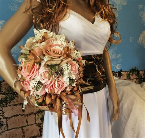 Rustic Pink Camo Wedding Bouquet-Bridal by ModernWeddingTrends