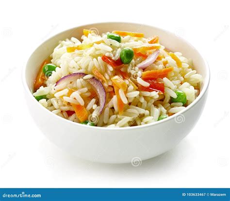 Bowl of Boiled Rice with Vegetables Stock Image - Image of background ...