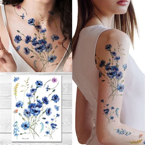 Blue flower tattoo ideas photos