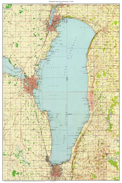 Lake Winnebago 1960 - Custom USGS Old Topo Map - Wisconsin - OLD MAPS