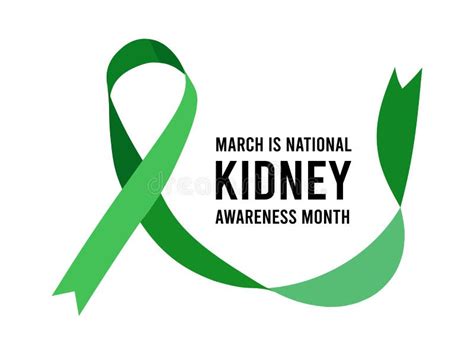 National Kidney Month. Vector Illustration with Green Ribbon on Light Grey Stock Vector ...