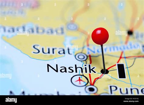 Nashik pinned on a map of India Stock Photo - Alamy