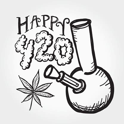 Ilustración de Feliz 420 Marihuana Saludo Plantilla De Diseño Con Mano Dibujado Elementos y más ...