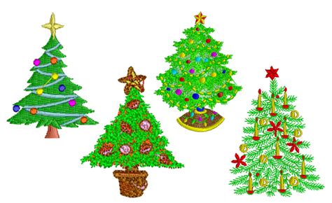 4X4 Christmas Tree Embroidery Set – Free Machine Embroidery Designs