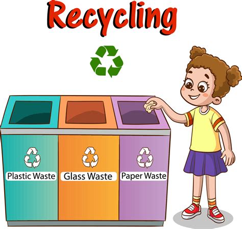 kids throwing garbage in the recycling bin.children polluting the environment cartoon vector ...