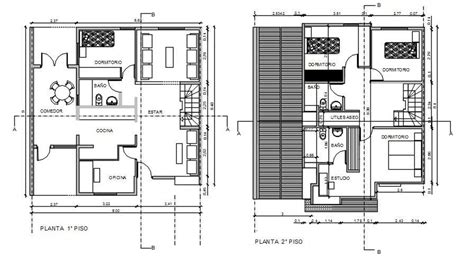 200 Square Meter House Ground Floor And First Floor Plan DWG File - Cadbull