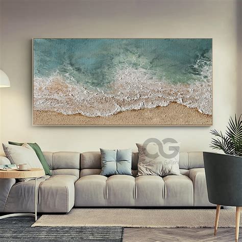 Painting Brown Beach Coastal Canvas Painting Original Textured Art Tan ...