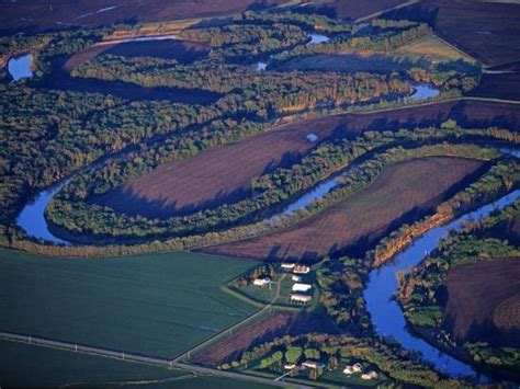 Red River of the North Aerial, near Fargo, North Dakota, USA ...