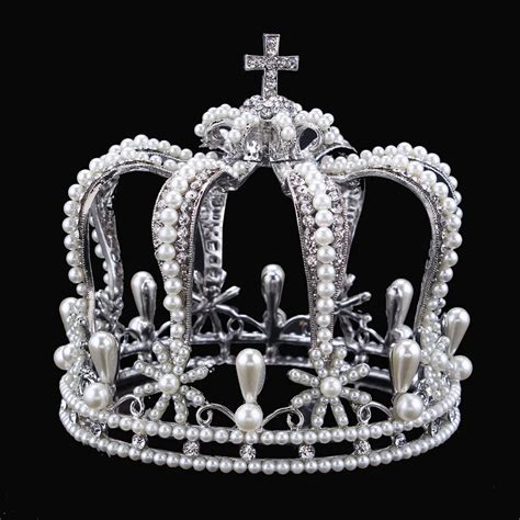 Luxury Vintage Silver Color Rhinestone Simulated Pearl Wedding Crown ...