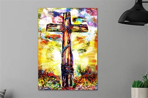 Christian Cross Art Metal Poster by Ryan Spark | INSPIKS Market