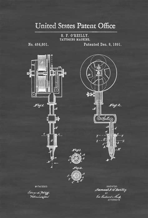 First Tattoo Machine Patent 1891 Tattoo Gun Patent | Etsy