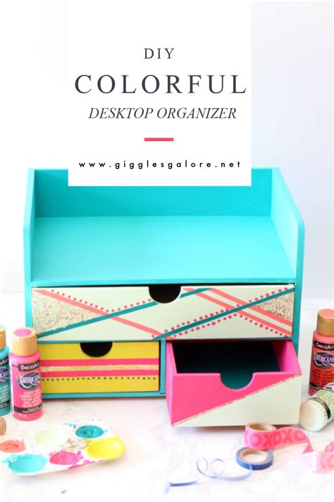 DIY Colorful Painted Desk Organizer - Giggles Galore