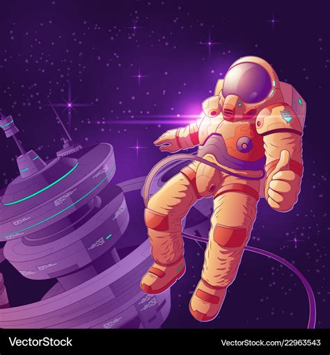 Future astronaut in outer space cartoon Royalty Free Vector