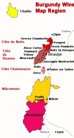 Bourgogne Wine Map Region