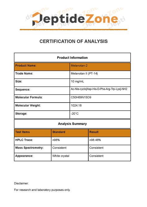 10 mg Melanotan II - Peptidezone