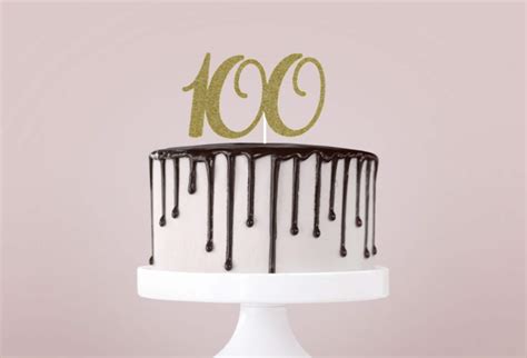 100 Cake Topper 100th Birthday Cake Topper Glitter Topper - Etsy