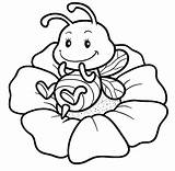 Cute Bee On Flower coloring Page  Download Print Or Color Online For Free sketch template