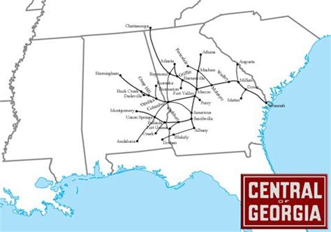 Central Of Georgia Railroad Map - Cities And Towns Map