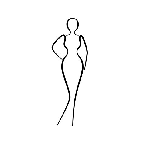 Woman body, girl beauty, line art icon. Female pose outline silhouette, model, figure. Abstract ...