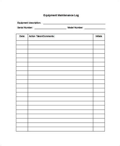 Maintenance Log Templates | 12+ Free Printable Word & Excel Samples ...