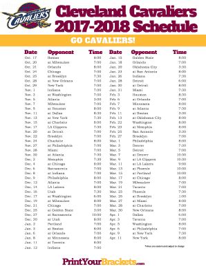 Nba Schedule Pdf - Fill and Sign Printable Template Online