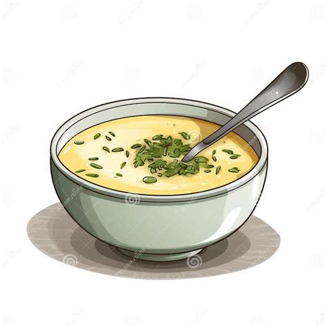 Highly Detailed Vector Illustration of Soup with Chives Stock Illustration - Illustration of ...