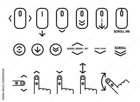 Linear pictogram of scroll down. Scroll down up computer mouse icon for website, web design ...