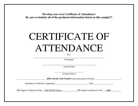 Certificate Of Attendance Template Word Free – Calep within Perfect Attendance Certificate ...