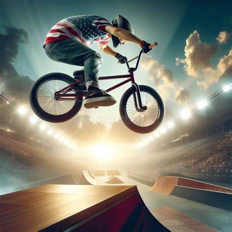 Extreme Sports Competitions: Athlete on a BMX Bike Performs a Trick in ...