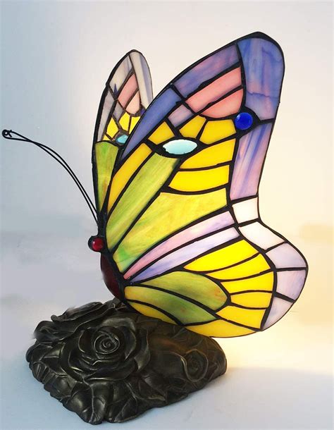 Tiffany lamp Butterfly Blue Glass HMJ8060 Stained Glass Style Butterfly Table lamp、Robert Louis ...
