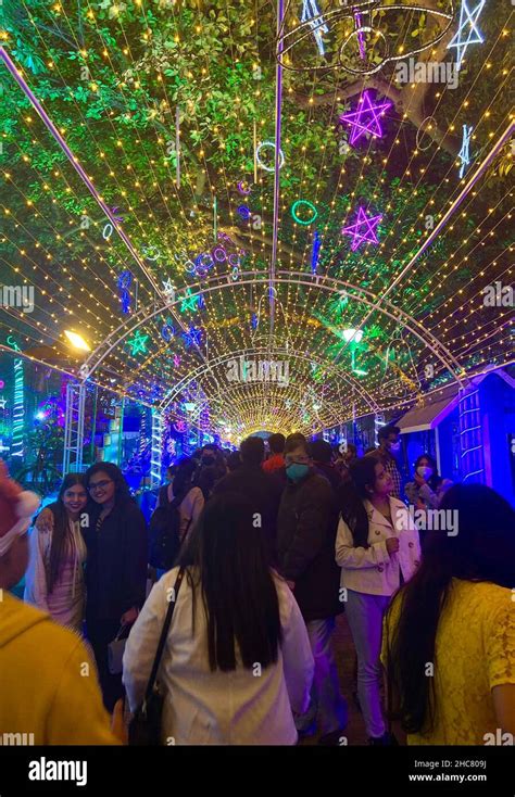 christmas and new year decorations park street kolkata Stock Photo - Alamy